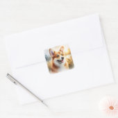 Schattigee Corgi Outdoors Waterverf Vierkante Sticker (Envelop)