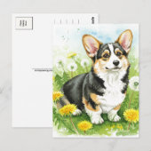 Schattigee Corgi Paardebloemen Spring Briefkaart (Voorkant / Achterkant)