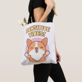 Schattigee Corgi Paws Pawsitive Vibes Tote Bag (Dichtbij)