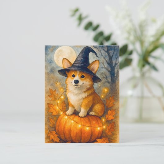 Schattigee Corgi Pumpkin Happy Halloween Briefkaar Briefkaart (Staand voorkant)