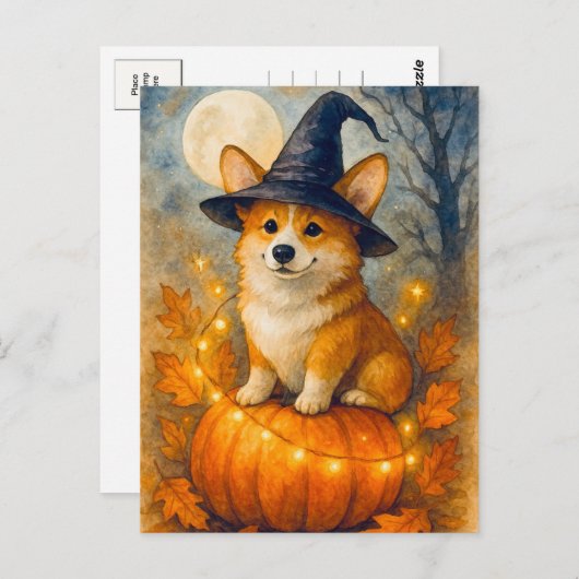 Schattigee Corgi Pumpkin Happy Halloween Briefkaar Briefkaart (Voorkant / Achterkant)