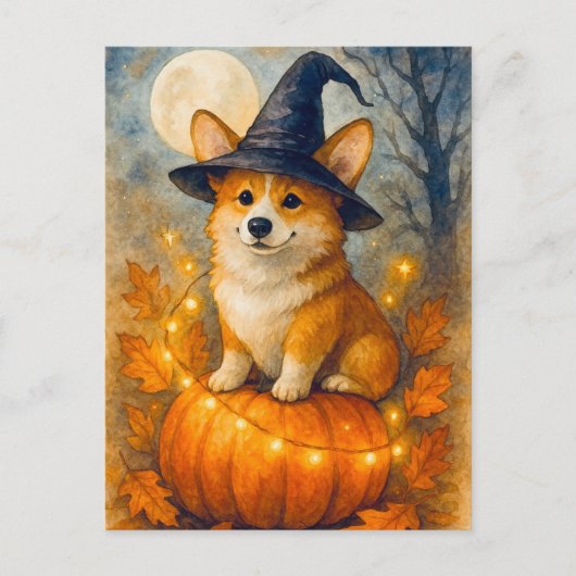 Schattigee Corgi Pumpkin Happy Halloween Briefkaar Briefkaart (Voorkant)