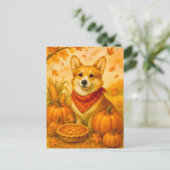 Schattigee Corgi Pumpkin Pie Happy Thanksgiving Br Briefkaart (Staand voorkant)