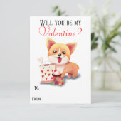 Schattigee Corgi Puppy Be My Valentijn Valentijnse Kaart (Staand voorkant)