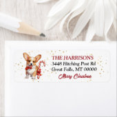 Schattigee Corgi Puppy Candy Cane Cadeaus Etiket (Insitu)