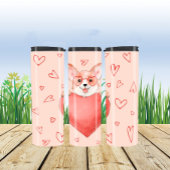 Schattigee Corgi puppy met hartbril Thermosbeker