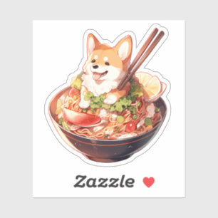 Schattigee Corgi Ramen Custom-Cut Vinyl Stickers
