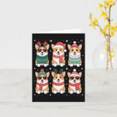 Schattigee Corgi Santa Hat Christmas Kaart (Gele Bloem)