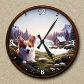 Schattigee Corgi Schilderachtig achtergrond Ronde Klok