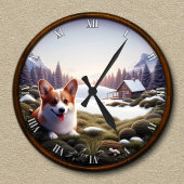 Schattigee Corgi Schilderachtig achtergrond Ronde Klok