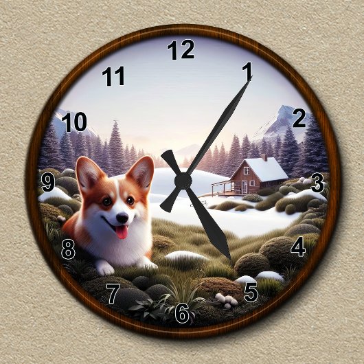 Schattigee Corgi Schilderachtig achtergrond Ronde Klok
