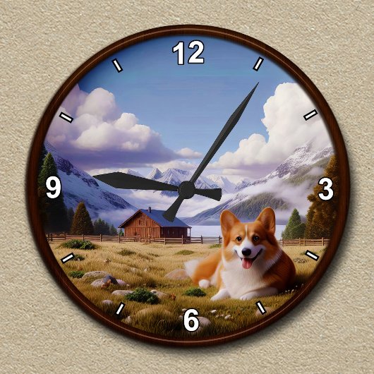 Schattigee Corgi Schilderachtig achtergrond Ronde Klok