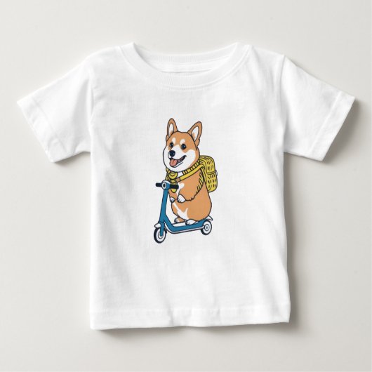 Schattigee Corgi Scooter Kinder T-shirt (Voorkant)