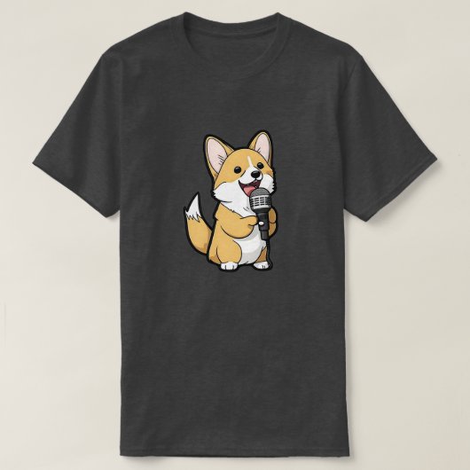 Schattigee Corgi Singing T-shirt (Design voorkant)