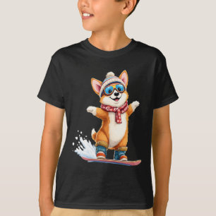 Schattigee Corgi Snowboarden Wintersport T-shirt