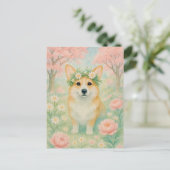 Schattigee Corgi Spring Welsh Corgi Queen Briefkaa Briefkaart (Staand voorkant)