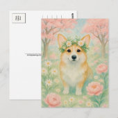 Schattigee Corgi Spring Welsh Corgi Queen Briefkaa Briefkaart (Voorkant / Achterkant)