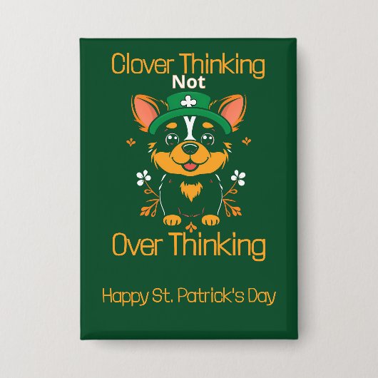 Schattigee Corgi St. Patrick's Day Button (Voorkant)
