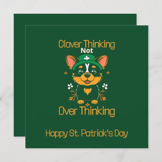 Schattigee Corgi St. Patrick's Day Kaart - Flat De (Voorkant / Achterkant)