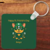 Schattigee Corgi St. Patrick's Day Sleutelhanger (Achterkant)