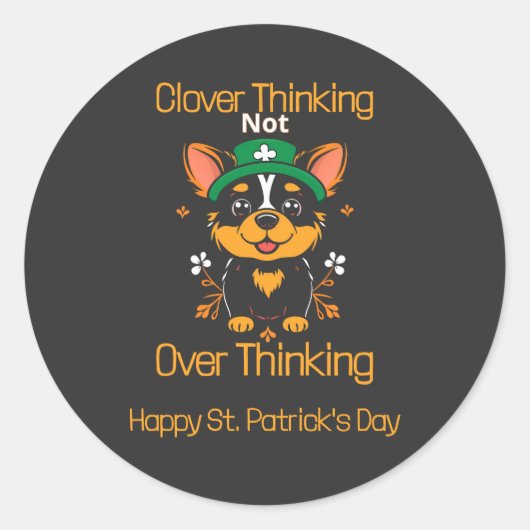 Schattigee Corgi St. Patrick's Day Sticker (Voorkant)