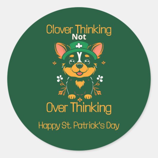 Schattigee Corgi St. Patrick's Day Sticker (Voorkant)