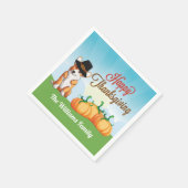 Schattigee Corgi Thanksgiving Custom Party Servet (Hoek)