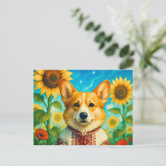 Schattigee Corgi Ukraine Welsh Corgi Queen Briefka Briefkaart (Staand voorkant)