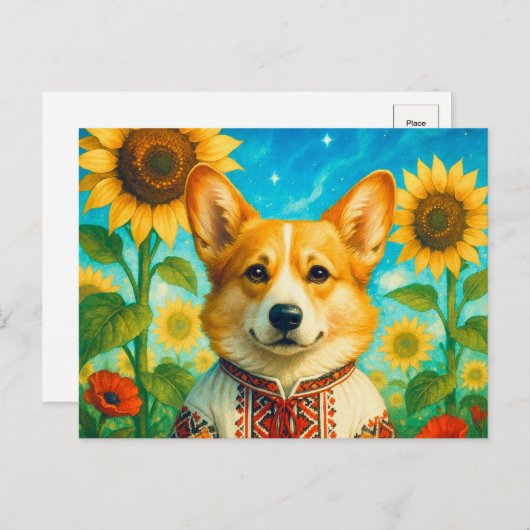 Schattigee Corgi Ukraine Welsh Corgi Queen Briefka Briefkaart (Voorkant / Achterkant)