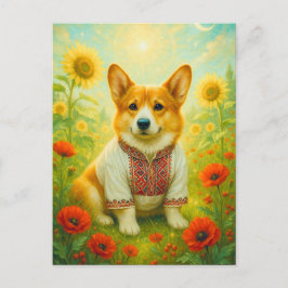 Schattigee Corgi Ukraine Zonnebloem Welsh Queen Br Briefkaart