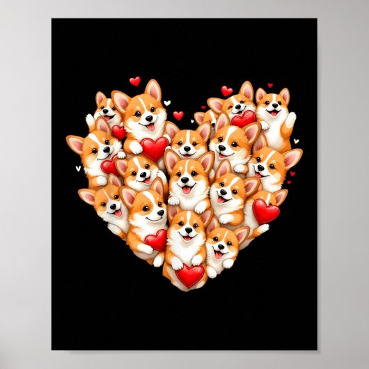 Schattigee Corgi Valentijn Hart Valentijnsdag Corg Poster (Voorkant)