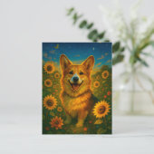 Schattigee Corgi Zonnebloemen Welsh Corgi Queen Br Briefkaart (Staand voorkant)