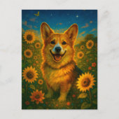 Schattigee Corgi Zonnebloemen Welsh Corgi Queen Br Briefkaart (Voorkant)