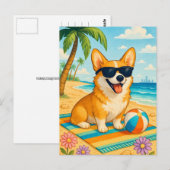 Schattigee Corgi zonnebril Palm Beach Briefkaart (Voorkant / Achterkant)