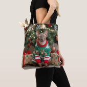Schattigee Cornish Rex Cat Christmas gepersonalise Tote Bag (Dichtbij)