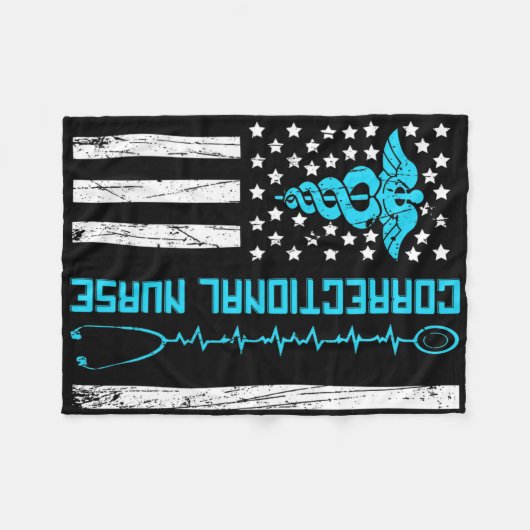 Schattigee Correctionele Verpleegkundige US Flag V Fleece Deken (Voorkant (Horizontaal))