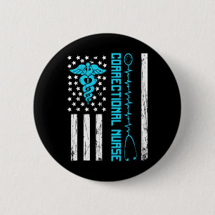 Schattigee Correctionele Verpleegkundige US Flag V Ronde Button 5,7 Cm