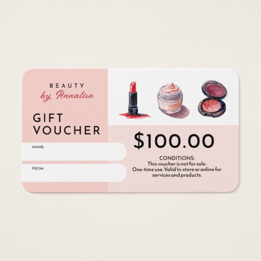 Schattigee cosmetica make-up artiest beauty cadeau visitekaartje (Voorkant)