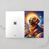 Schattigee Cosmic Happy grappige hond winkelen can Folie Wenskaart (Buiten Laag)