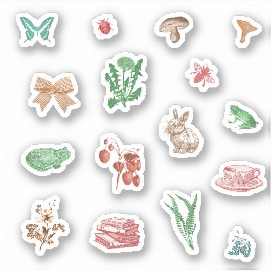 Schattigee Cottagecore esthetische set Sticker (Voorkant)