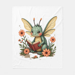 Schattigee Cottagecore Floral Dragonfly Esthetisch Fleece Deken