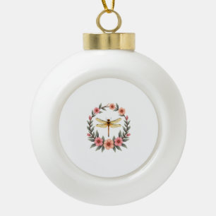 Schattigee Cottagecore Floral Dragonfly Esthetisch Keramische Bal Ornament