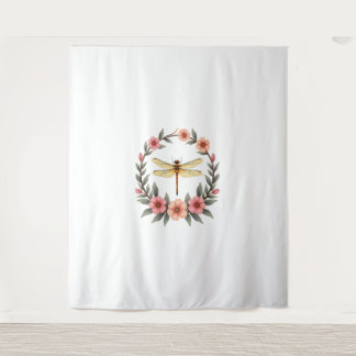 Schattigee Cottagecore Floral Dragonfly Esthetisch Wandkleed