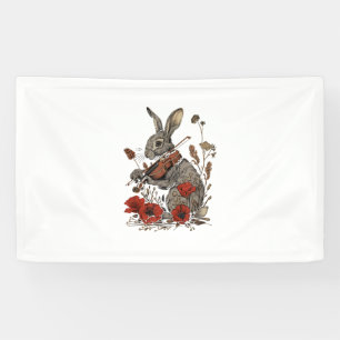 Schattigee Cottagecore Graphic Konijn spelen viool Spandoek