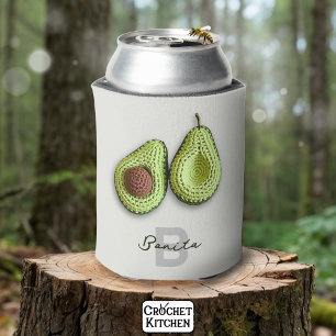 Schattigee Cottagecore Haak Avocado Monogram Naam Blikjeskoeler