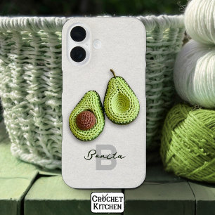 Schattigee Cottagecore Haak Avocado Monogram Naam iPhone 16 Hoesje