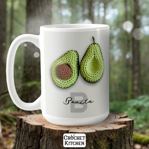 Schattigee Cottagecore Haak Avocado Monogram Naam Koffiemok