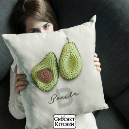 Schattigee Cottagecore Haak Avocado Monogram Naam Kussen