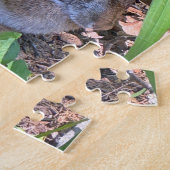 Schattigee Cottontail Konijn Zittend onder Tiger L Legpuzzel (Zijkant)