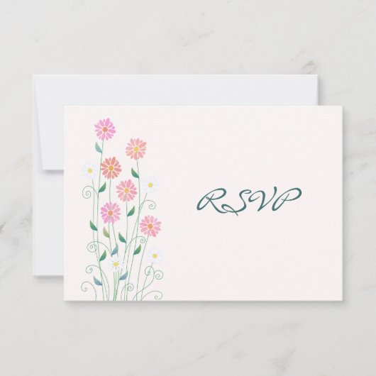 Schattigee Country Daisies Eenvoudige bruiloft RSV RSVP Kaartje (Voorkant)